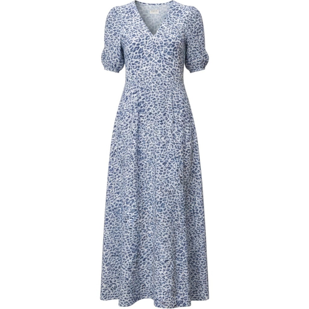 Baum und Pferdgarten Blue Leopard Seersucker Organic Cotton Midi Dress Size 32